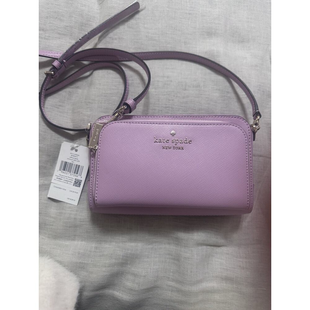 Kate Spade Staci Dual Zip Around Crossbody Quartz Pink Leather WLR00410 NWT $259 - Picture 4 of 5